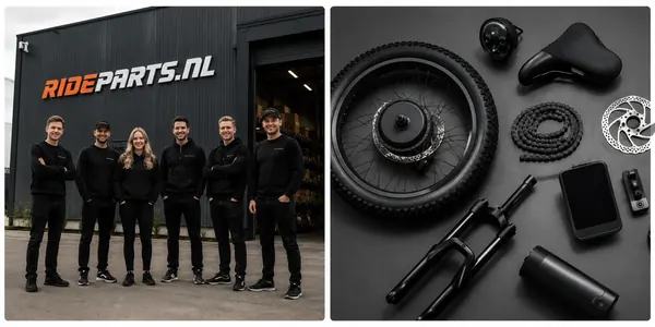 El equipo RideParts de seis empleados delante del almacén RIDEPARTS.NL